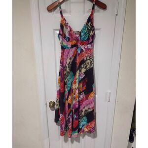 Jams World Sunis Large Multicolor Floral Abstract Midi Dress